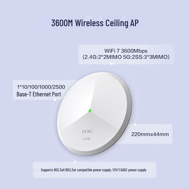 H3C Wi-Fi 6/7 Wireless Ceiling AP System with PoE Switch (CN version)