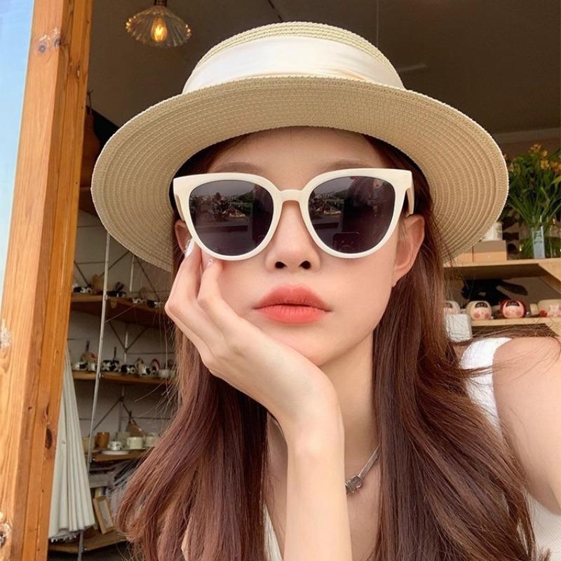 Соломенная шляпа с плоским верхом, летний женский козырек на завязках, универсальная соломенная модная шляпа-топ из атласа, пляжная шляпа для морского побережья