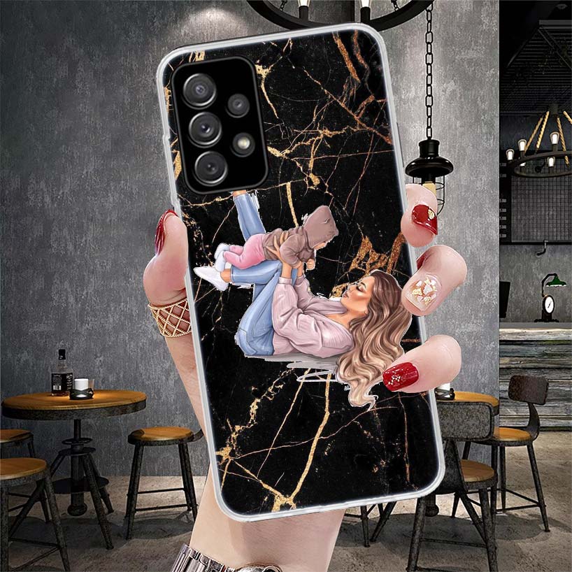Мама Малыш Любовь Девочка Мягкий Чехол Для Телефона Для Samsung Galaxy A13 A14 A15 A16 A17 A53 A54 A55 A56 A57 A33 A34 A35 A36 A37 A23 A24 A25 A2