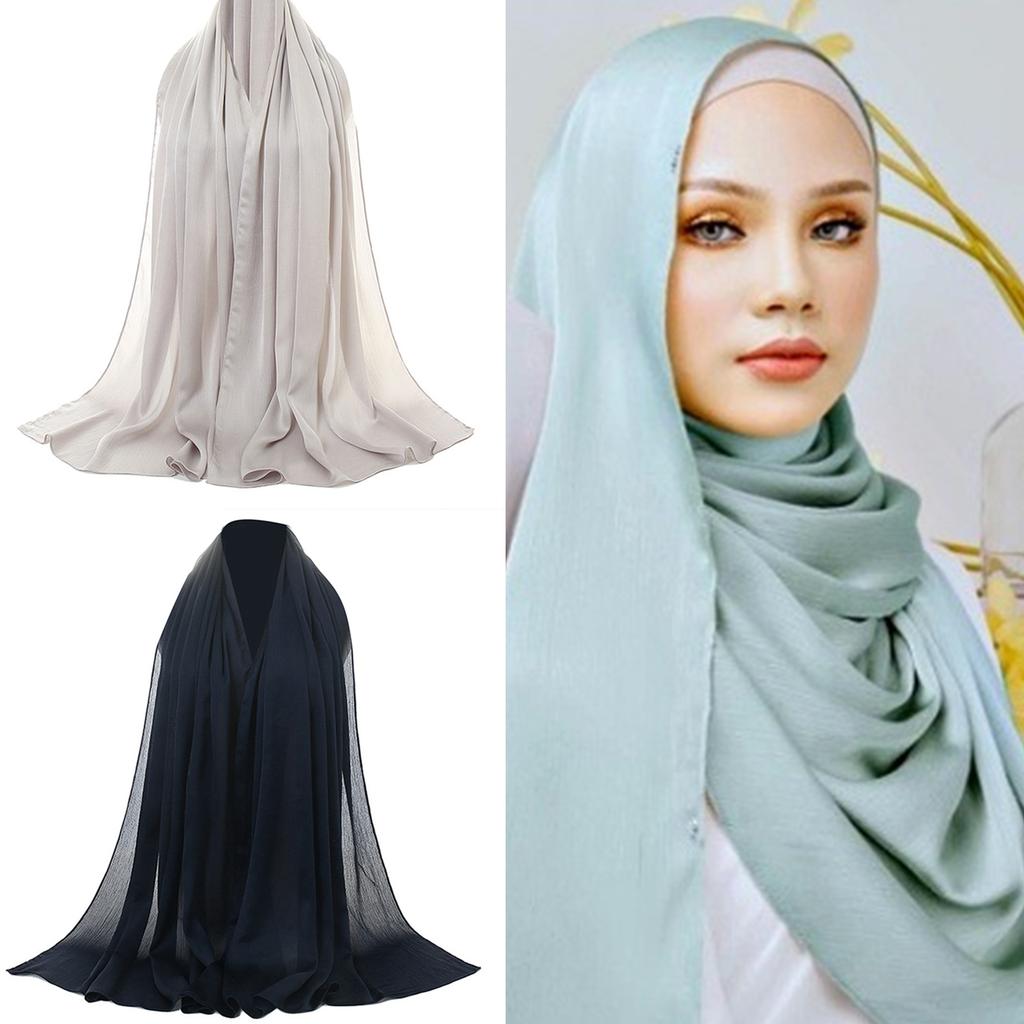 Fashionable Women Hijab Shawl Simple Breathable Headwrap Scarf for Middle Eastern and Muslimah Event Gathering 180x75cm