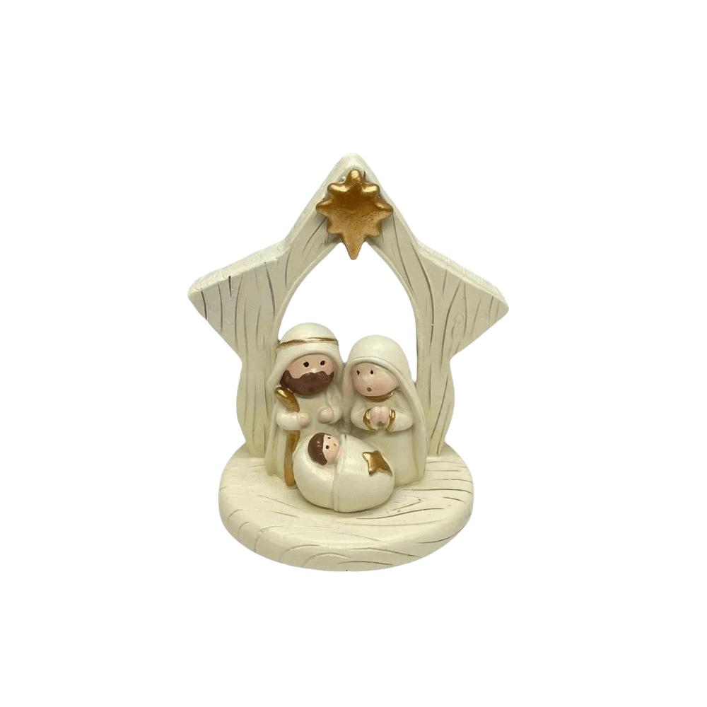 Resin Jesus Christ Family Figurine Xmas Scene Decor Christian Nativity Family Sculpture Cartoon Cute Holiday Gift