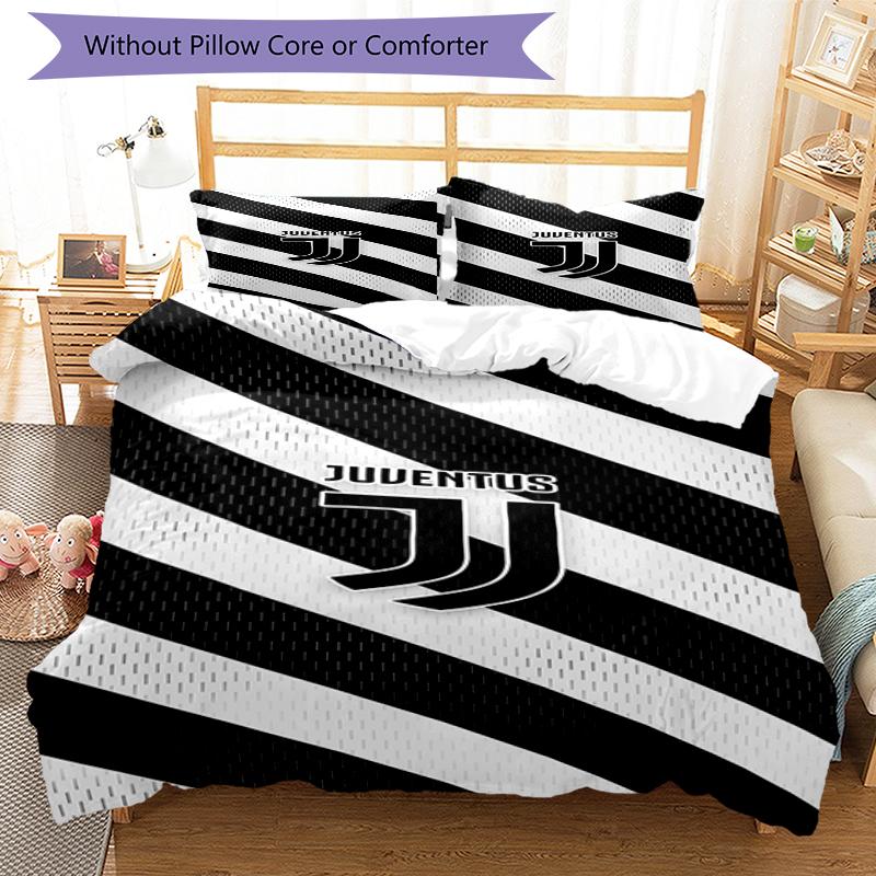 3pcs Juventus Football Club Bedding Set Duvet Cover Closure Includes 1 Duvet Cover & 2 Pillowcases, Soft and Comfortable for All Seasons.