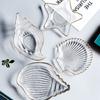 Creative Shell Conch Shape Glass Plate Gold Tracing Dessert Plate Tableware Kitchen Utility
