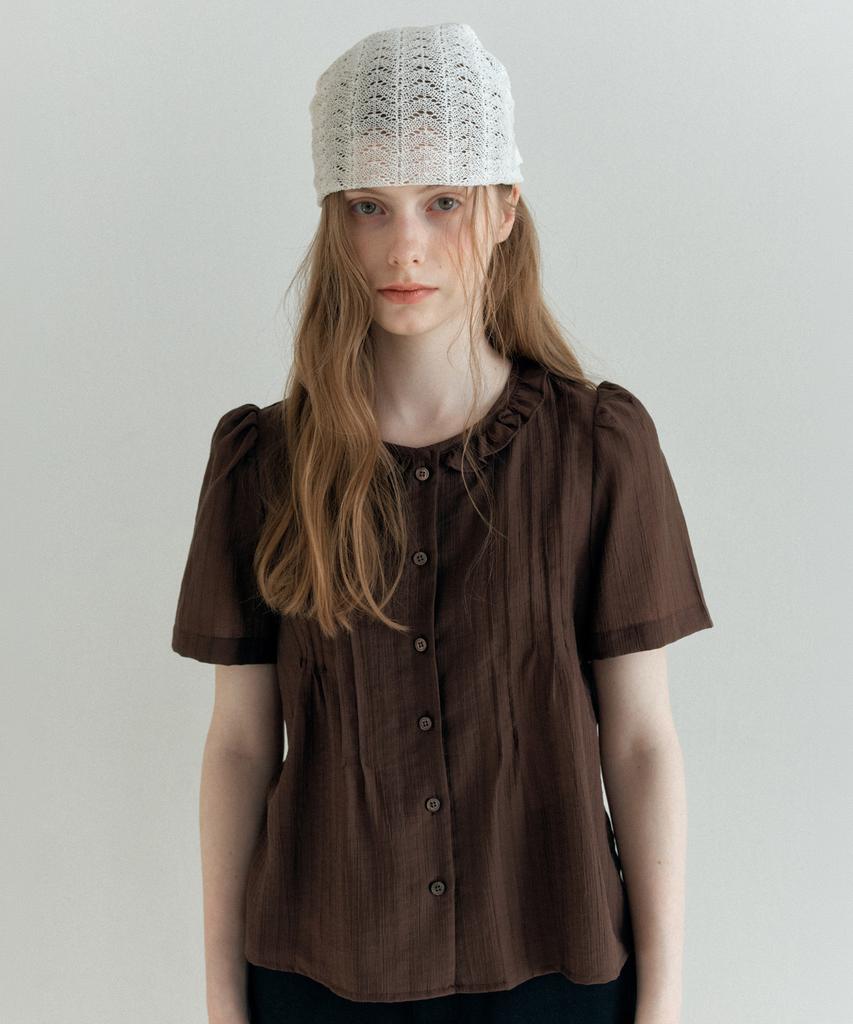 YUPPE Pleated Frill Shirt_Brown