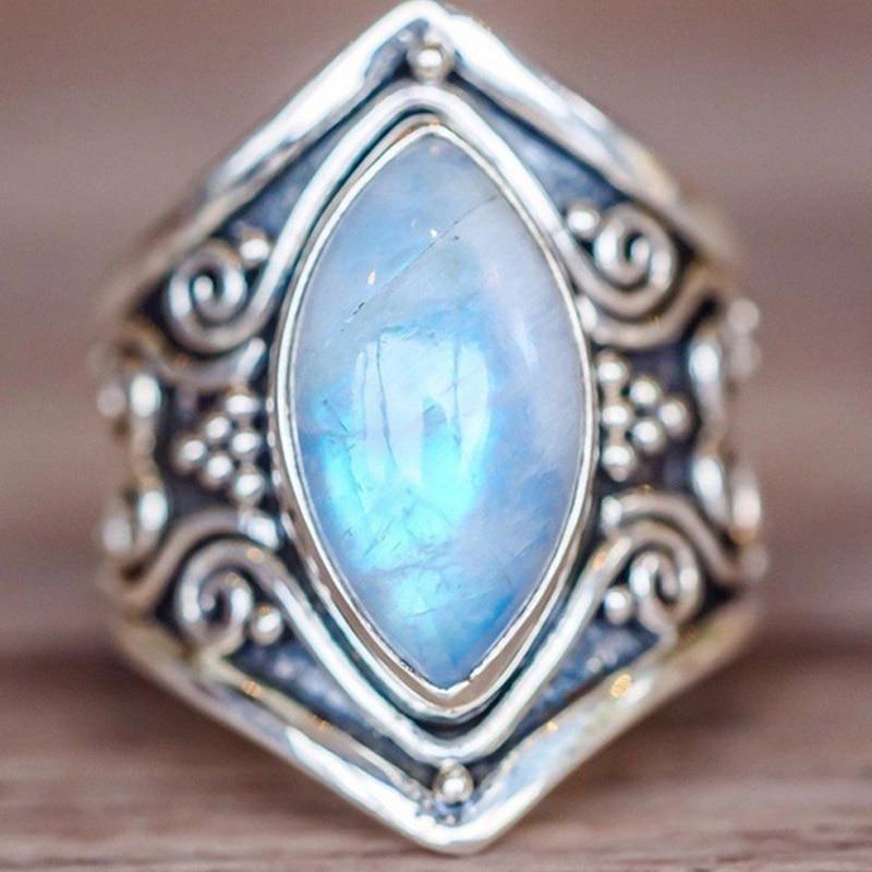 POMOiii Винтажные кольца с лунным камнем для мужчин и женщин, ювелирное кольцо, оптовая продажа, ювелирные изделия на годовщину, подарок