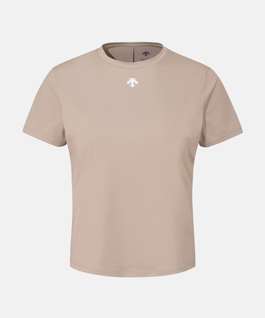 DESCENTE Women'S Semi-Crop Slim Fit Short Sleeve T-Shirt Brown Sr322Pts72
