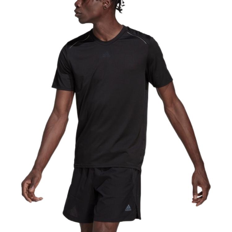 adidas Однотонный логотип с круглым вырезом, быстросохнущая спортивная футболка, мужские топы, черные HL8794