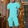 Fashionable Summer Outdoor Sports Set, Men's Short Sleeved T-shirt Shorts, Casual Fashion Two-piece Set, Breathable