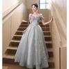 Blue Evening Dress Banquet Party Temperament Princess Dress Vocal Art Examination Performance Women's Dress