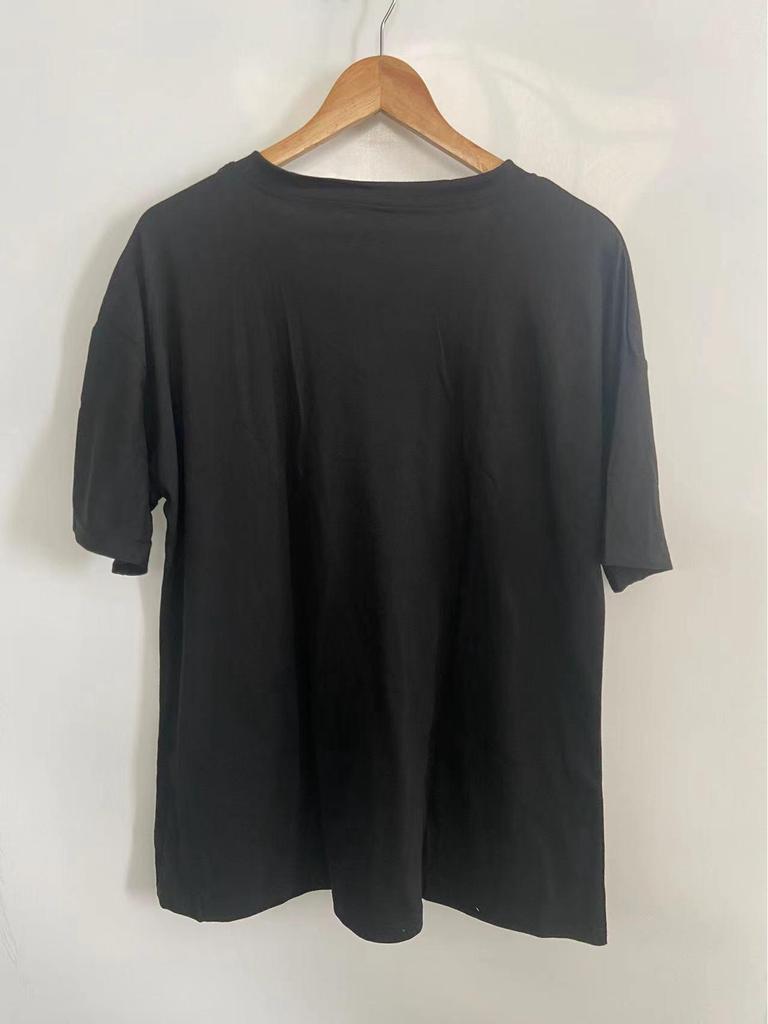 Женский летний свободный топ из хлопка с V-образным вырезом в европейском и американском стиле – однотонный, с коротким рукавом