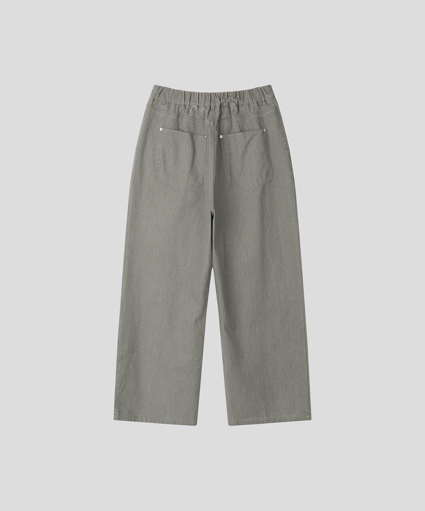 BLACK MOMENT Balloon Fit Pintuck Wide Cotton Pants [Khaki Brown]