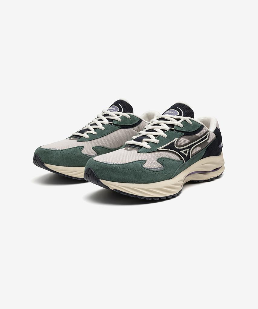 Mizuno (мужчина) Wave Rider Beta - Серебряное Облако:Вулкан:Бистро-зеленый / D1Ga330918