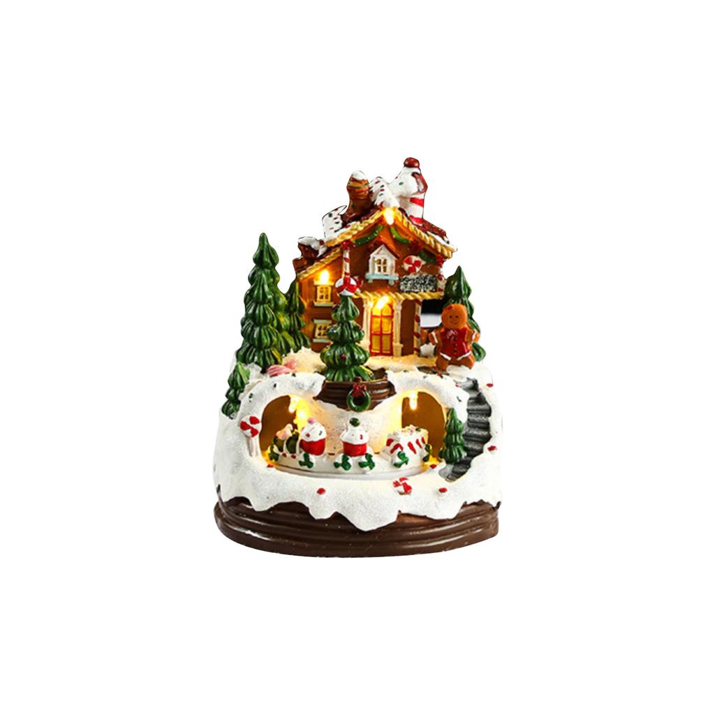 Светящийся пряничный домик с подсветкой - Анимированное рождественское украшение для праздничной экспозиции в помещении