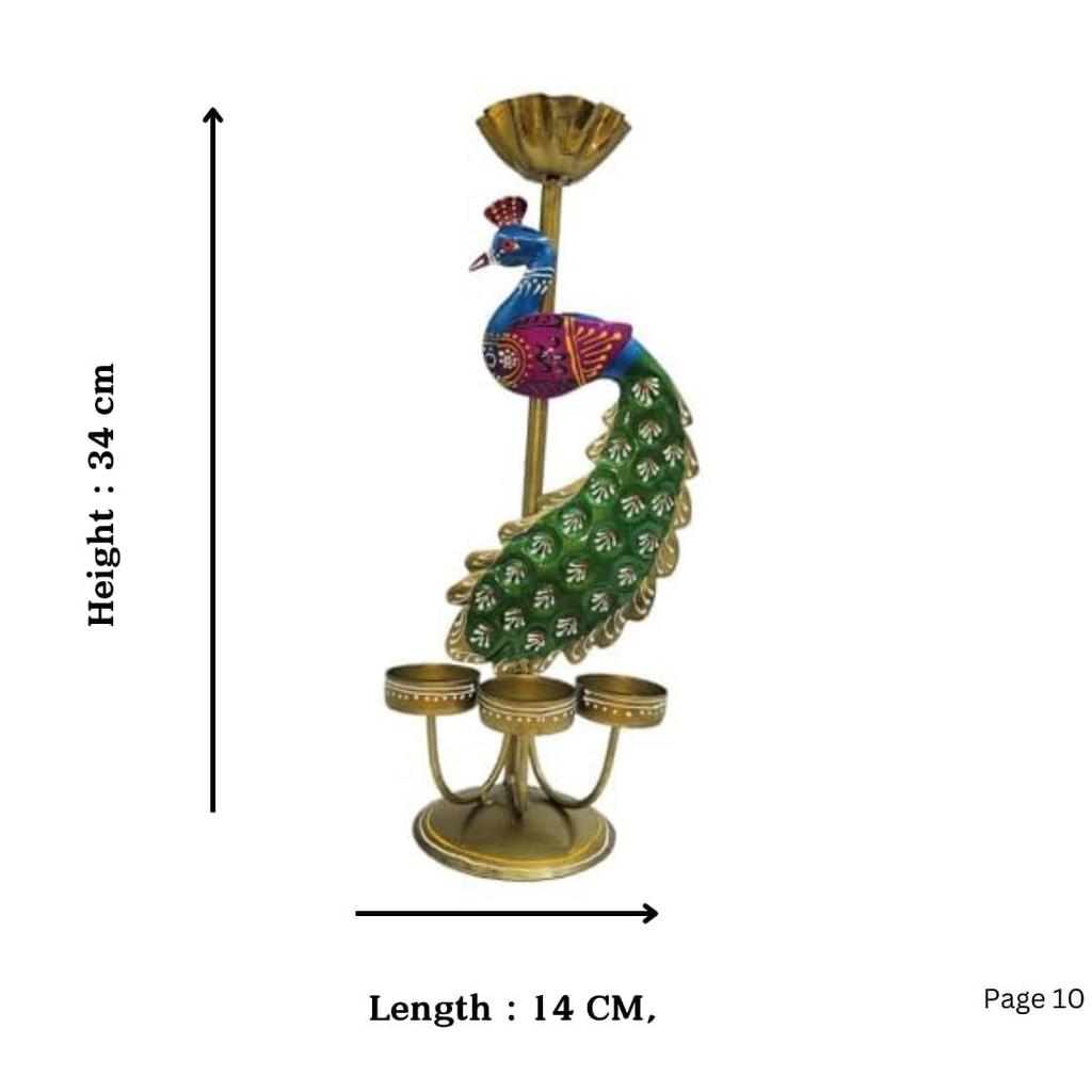 Elegant Metal Peacock Candle Holder - Perfect Home Decoration Diwali, Intricate Design Tealight Candle Holders for Home