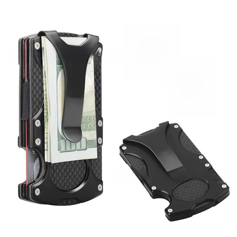 Тактический металлический кошелек с блокировкой RFID, держатель для карт из углеродного волокна