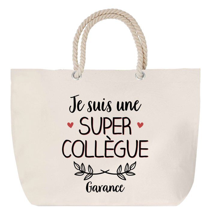 Sac de plage - PLANETEE - Garance Une Super Collègue - anse corde - grand format - coton