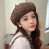 Bow Hat Women'S Spring And Autumn Beret Versatile Solid Color Bud Hat Sweet Japanese Painter Hat Tide