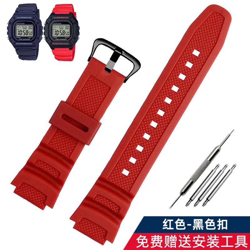 Аксессуары для ремешка часов подходят для Casio Watch W-218h / F-108 AE1200 / 1000 / 1300 смола силикон ремешок для часов 18 мм
