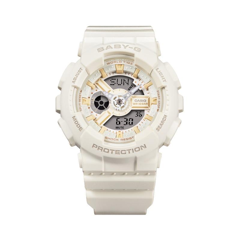 Casio Женские часы Baby-G, смола, 100 м водонепроницаемые, аналоговые, ударопрочные, кварцевые, BA-110XSW-7A