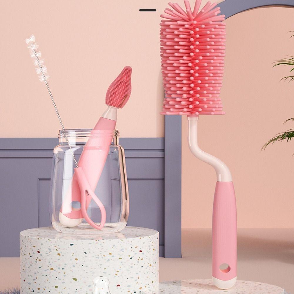 Kitchen Tool Silicone 360 Degree Small Brush Straw Scrubber Baby Pacifier Bottle Cleaning Brush