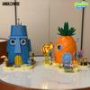 Areax Spongebob Squarepants Series Crab Burger King Restaurant Pineapple House Building Blocks Toy Collection Model Gift
