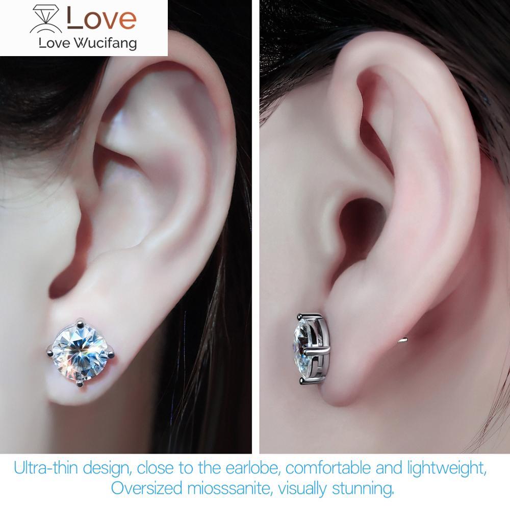 Всего 6,0 карат бриллиантов, прошедших проверку, муассанит, 18-каратное белое золото, серебряные серьги 925 пробы, ювелирные изделия, подарки для женщин и девочек