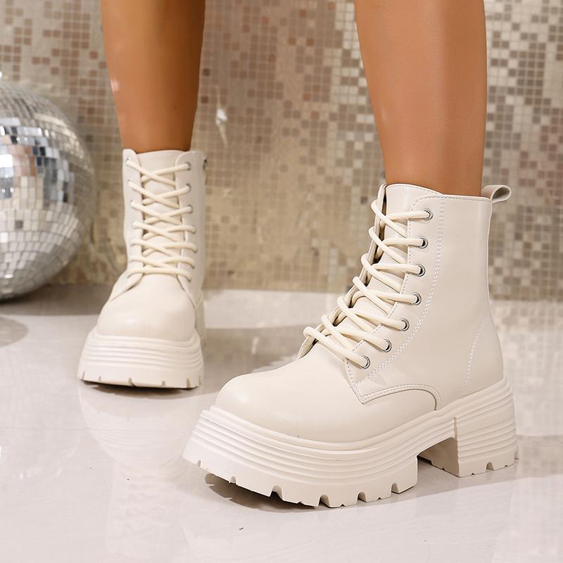 Женские ботильоны на массивной платформе, осенне-зимние, черные, из искусственной кожи, короткие ботильоны, женские, большого размера 42, на толстой подошве, мотоциклетные ботинки