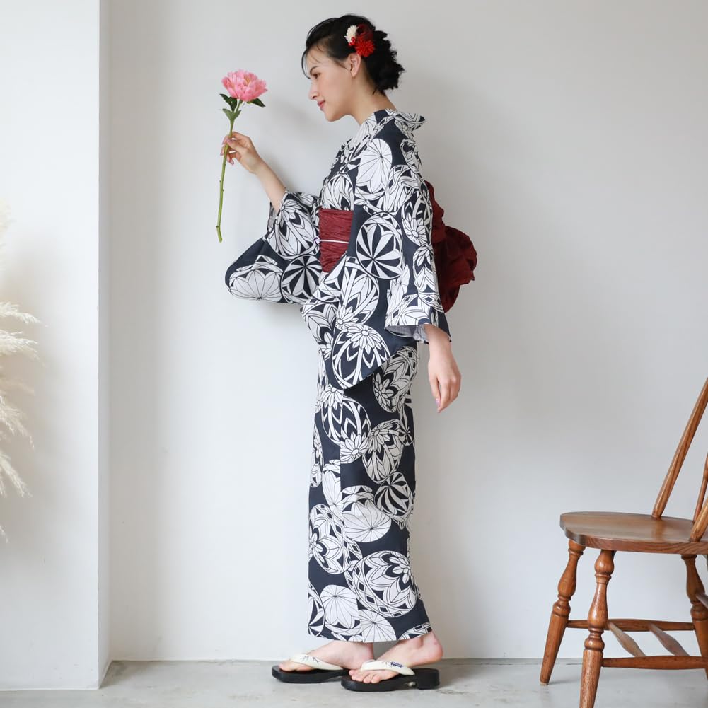 16 узоров на выбор Юката хеко оби комплект Tokimeki Summer Love Юката хеко оби комплект из 2 предметов с узором темно-синего цвета (15.Марийский фон)