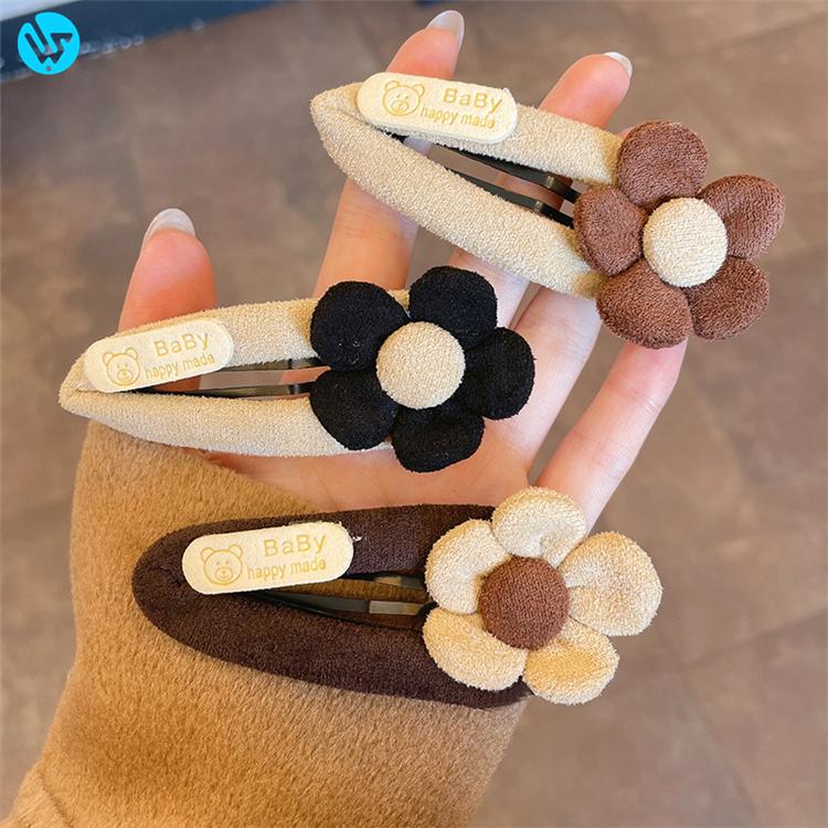 PL Fabric Knitted Hairpin Accessories for Kids Flower Baby Girls Hair Bows With Clips