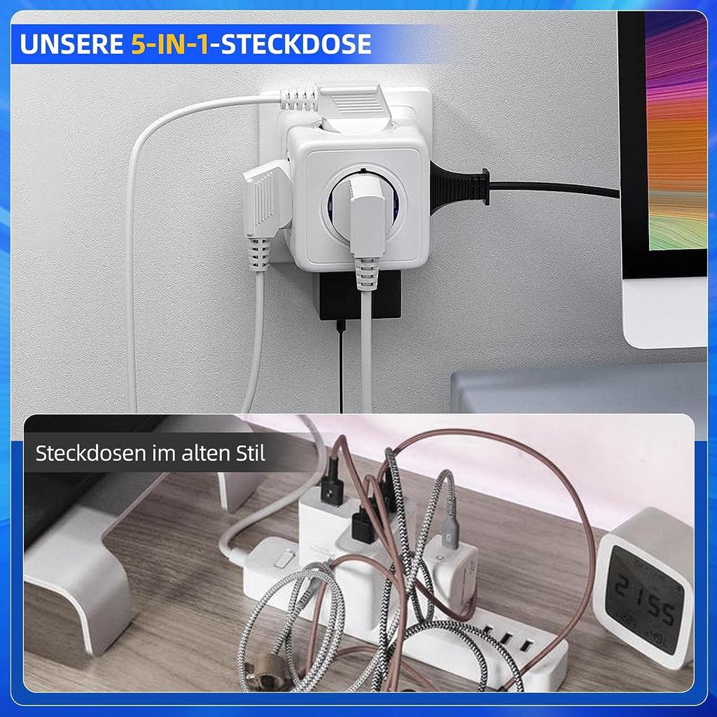 European Standard USB Rubik's Cube Socket Converter CE German Standard Household Compact Multifunctional Expansion Socket