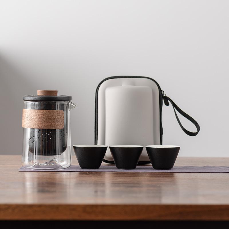 Travel tea set, business gift, glass outdoor pot 2346 ceramic express cup, teapot