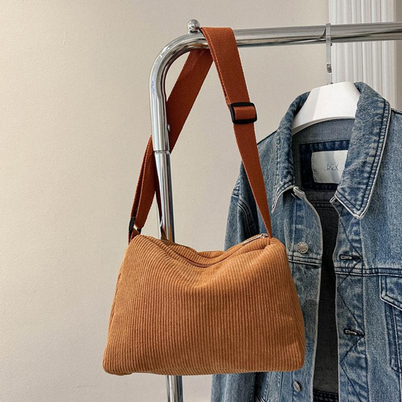 Сплошная вельветовая сумка через плечо, универсальная сумка на молнии, универсальная сумка через плечо для ручной клади