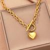 OT Buckle Love Pendant Stainless Steel Necklace Women's High-end Versatile Heart-shaped Clavicle Chain Necklace