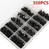 350 Clips Car Body Plastic Push Pin Rivet Trim Moulding Kit 12 Model Black Rivet