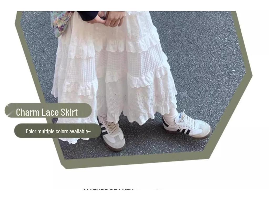Women's High Waist Lace A-line Ballet Skirt - Petite White, Spring/Autumn Style