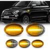 LED Side Marker Lights Smoked Lens for 2007-2019 Fiat 500 500c 500e Abarth | Sequential Amber, Turn Signal Lamp Assembly, Front Fender Side Marker,