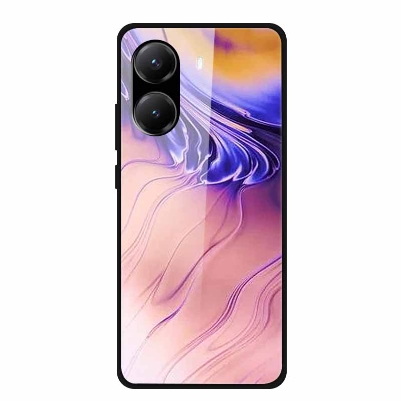 Закаленное Стекло Чехол для Poco X7 Pro Задняя Крышка ПК Жесткие Ударопрочные Чехлы для Xiaomi PocoX7 Pro Funda Мраморная Текстура Модный Coque