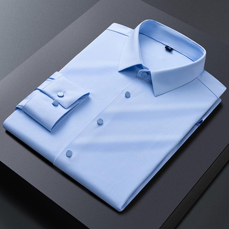 Весенне-осенняя мужская рубашка Traceless Shirt Высококачественная эластичная рубашка с длинным рукавом Модная повседневная молодежная рубашка