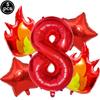 Набор из 5 красных фольгированных шаров с цифрами Огонь Пожарная машина Пламя Огонь Тема Пожарный для Мальчика Украшения на День Рождения Принадлежности для Вечеринки