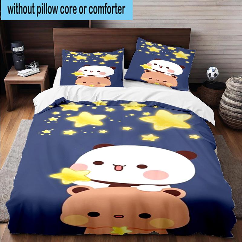 3PCS Bobo Dudu In Love 3pcs Bedding,Including 3PCS Duvet Cover And 2pcs Pillowcases Perfect for Christmas,Ideal for Bedroom, Dormitory