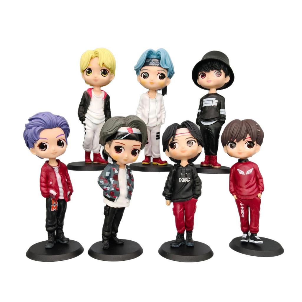 Charming BTS Group Q Version Figurine Ornament - Cute Large Hand Figure for Car