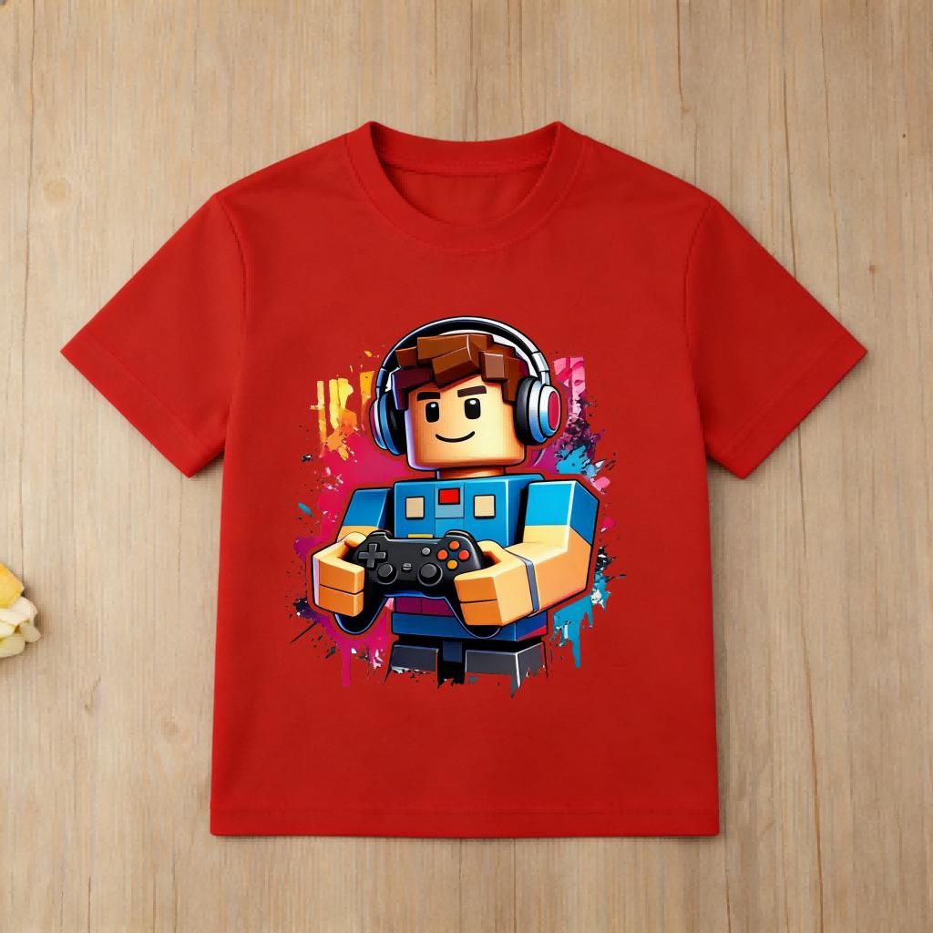 Детская футболка в стиле Roblox для мальчиков и девочек, модная, с принтом персонажа игры, хлопковая, с коротким рукавом, для повседневной игры