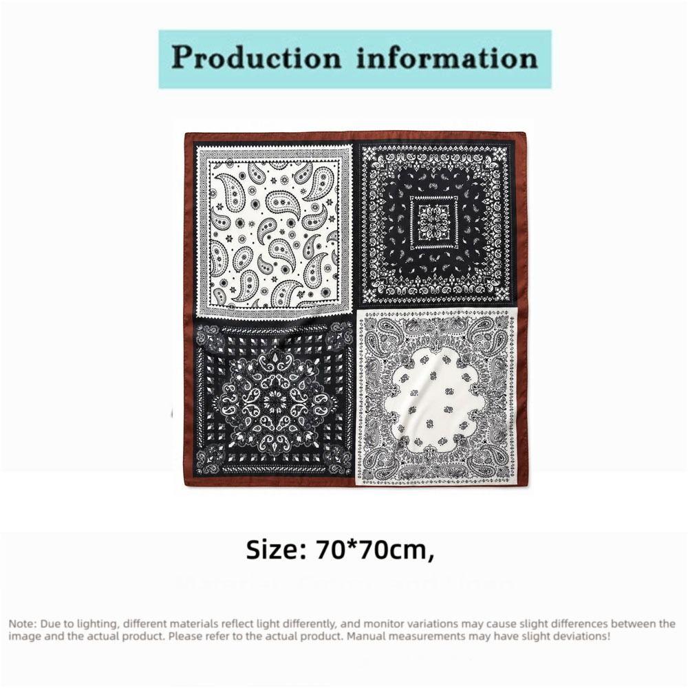70x70cm Soft Satin Kerchief Retro Print Satin Hair Scarf Silk Square Scarf For Women Ladies