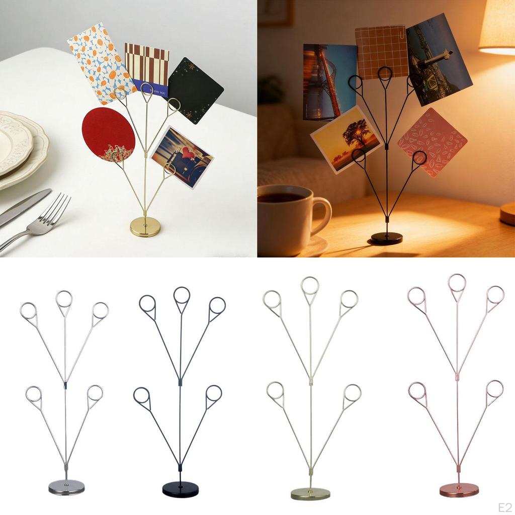 5 Branch Family Tree Picture Frame Holder Clips Desk Card Display Stand