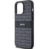 Dkny Leather Mono Stripe & Metal Logo Case For Iphone 14 Pro Max - Black