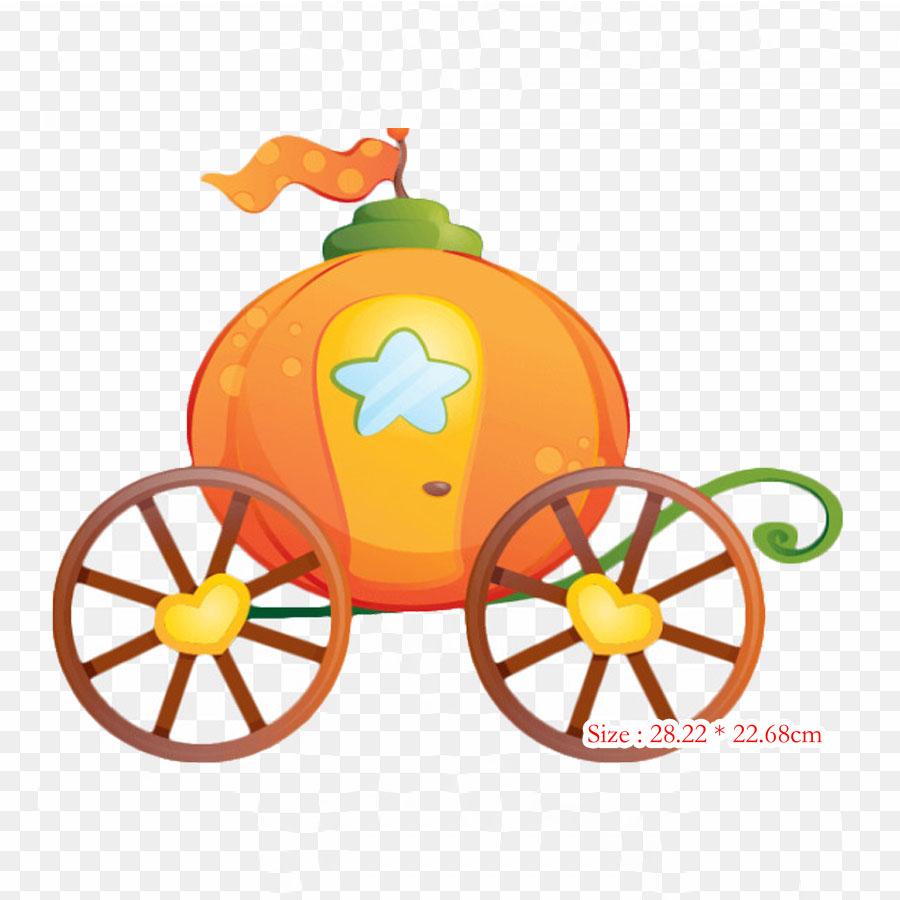 Cinderella Pumpkin Carriage Cartoon Cinderella Cartoon Iron On Heat Transfer Printing Vinyl Patches Sticker for Clothes DIY Appliques Washable Patches