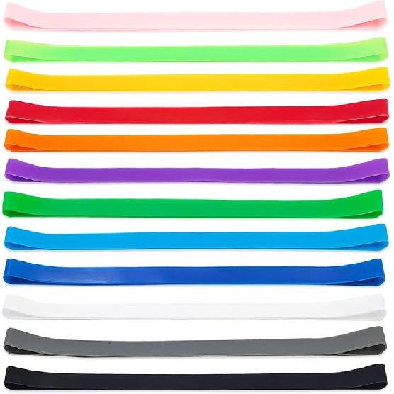 12pcs Towel Bands Silicone Rubber Towel Bands 12x0.4 inches for Beach Chair Stretchable Chair Bands Beach Towel Clips for Beach Pool & Cruise Chairs