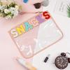 Transparent PVC Zipper Snack Bag with Embroidered Letters - Portable PU Waterproof Makeup and Toiletry Handbag