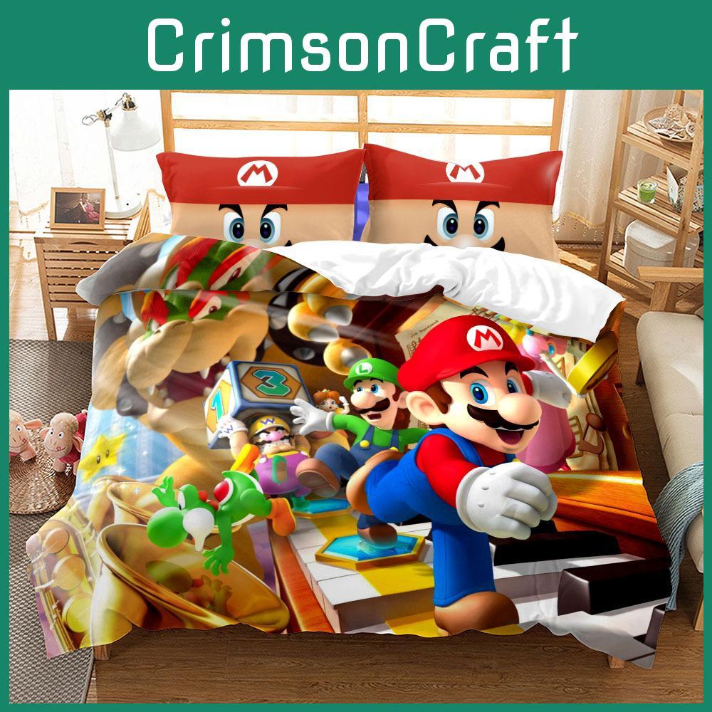 Super Cartoon Mario Single Panel Duvet Cover Set Bedding For Bedroom Decor