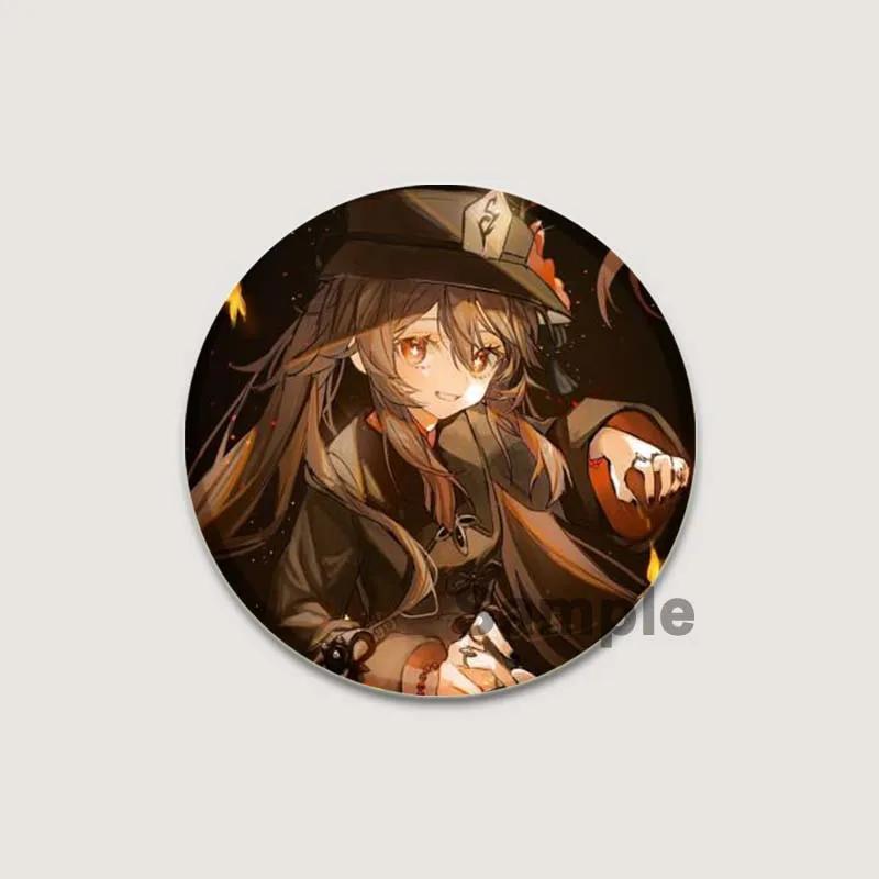 Значок аниме-игры Genshin Impact размером 32/44/58 мм, круглая брошь ручной работы Hu Tao, сувенир на одежду, мягкая пуговица, декоративная булавка на лацкан шляпы, подарок